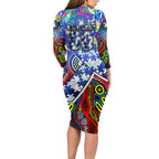 Autism Awareness Australia North Melbourne Kangaroos Long Sleeve Bodycon Dress Aboriginal Indigenous Art