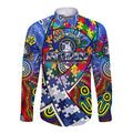 Autism Awareness Australia North Melbourne Kangaroos Long Sleeve Button Shirt Aboriginal Indigenous Art