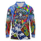 Autism Awareness Australia North Melbourne Kangaroos Long Sleeve Polo Shirt Aboriginal Indigenous Art