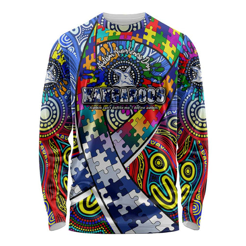 Autism Awareness Australia North Melbourne Kangaroos Long Sleeve Shirt Aboriginal Indigenous Art