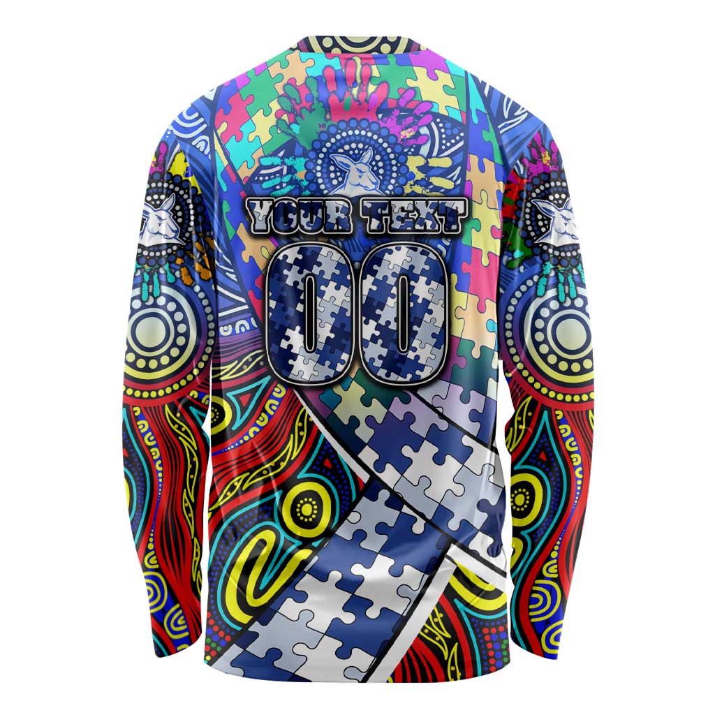 Autism Awareness Australia North Melbourne Kangaroos Long Sleeve Shirt Aboriginal Indigenous Art