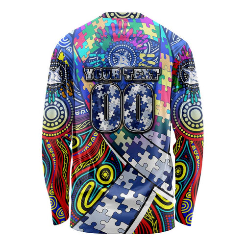 Autism Awareness Australia North Melbourne Kangaroos Long Sleeve Shirt Aboriginal Indigenous Art