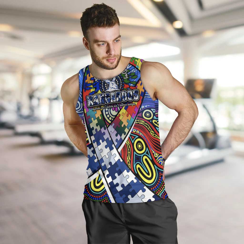 Autism Awareness Australia North Melbourne Kangaroos Men Tank Top Aboriginal Indigenous Art