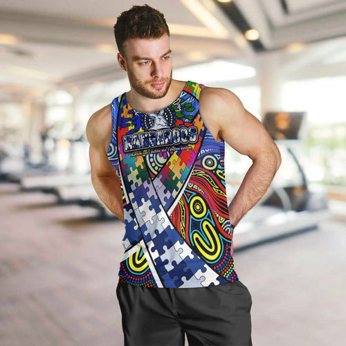 Autism Awareness Australia North Melbourne Kangaroos Men Tank Top Aboriginal Indigenous Art
