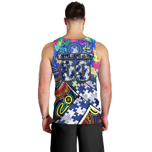 Autism Awareness Australia North Melbourne Kangaroos Men Tank Top Aboriginal Indigenous Art