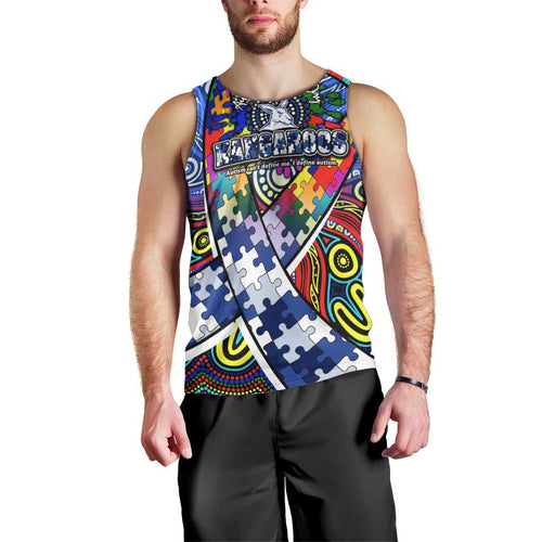 Autism Awareness Australia North Melbourne Kangaroos Men Tank Top Aboriginal Indigenous Art