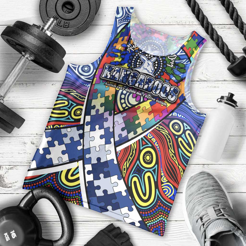 Autism Awareness Australia North Melbourne Kangaroos Men Tank Top Aboriginal Indigenous Art