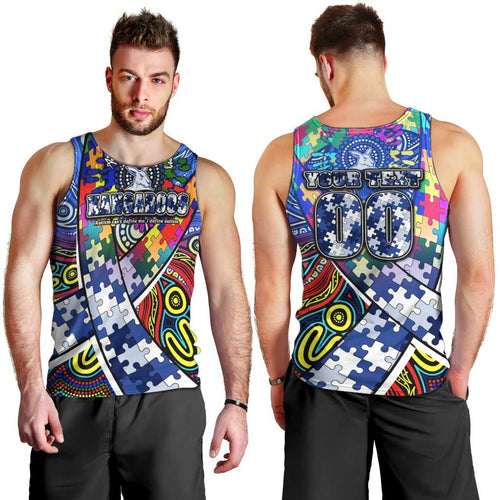 Autism Awareness Australia North Melbourne Kangaroos Men Tank Top Aboriginal Indigenous Art