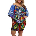 Autism Awareness Australia North Melbourne Kangaroos Off Shoulder Short Dress Aboriginal Indigenous Art