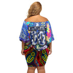 Autism Awareness Australia North Melbourne Kangaroos Off Shoulder Short Dress Aboriginal Indigenous Art