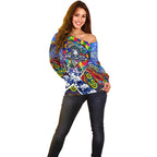 Autism Awareness Australia North Melbourne Kangaroos Off Shoulder Sweater Aboriginal Indigenous Art