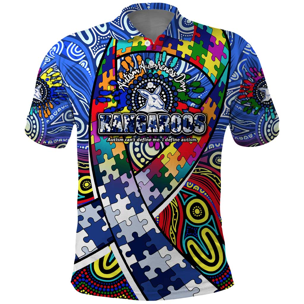 Autism Awareness Australia North Melbourne Kangaroos Polo Shirt Aboriginal Indigenous Art
