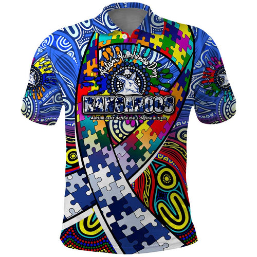 Autism Awareness Australia North Melbourne Kangaroos Polo Shirt Aboriginal Indigenous Art