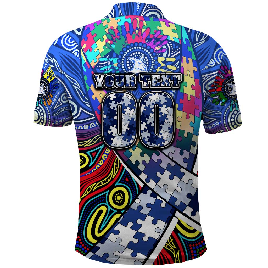 Autism Awareness Australia North Melbourne Kangaroos Polo Shirt Aboriginal Indigenous Art