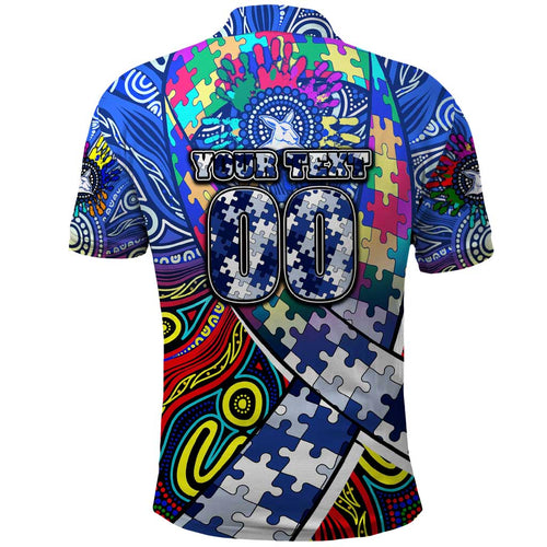 Autism Awareness Australia North Melbourne Kangaroos Polo Shirt Aboriginal Indigenous Art