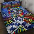 Autism Awareness Australia North Melbourne Kangaroos Quilt Bed Set Aboriginal Indigenous Art