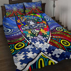 Autism Awareness Australia North Melbourne Kangaroos Quilt Bed Set Aboriginal Indigenous Art
