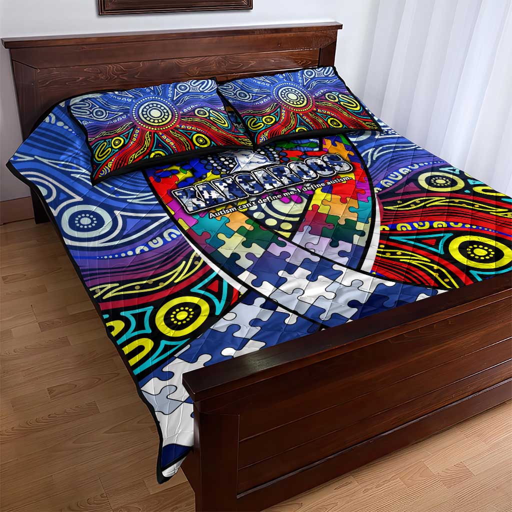 Autism Awareness Australia North Melbourne Kangaroos Quilt Bed Set Aboriginal Indigenous Art