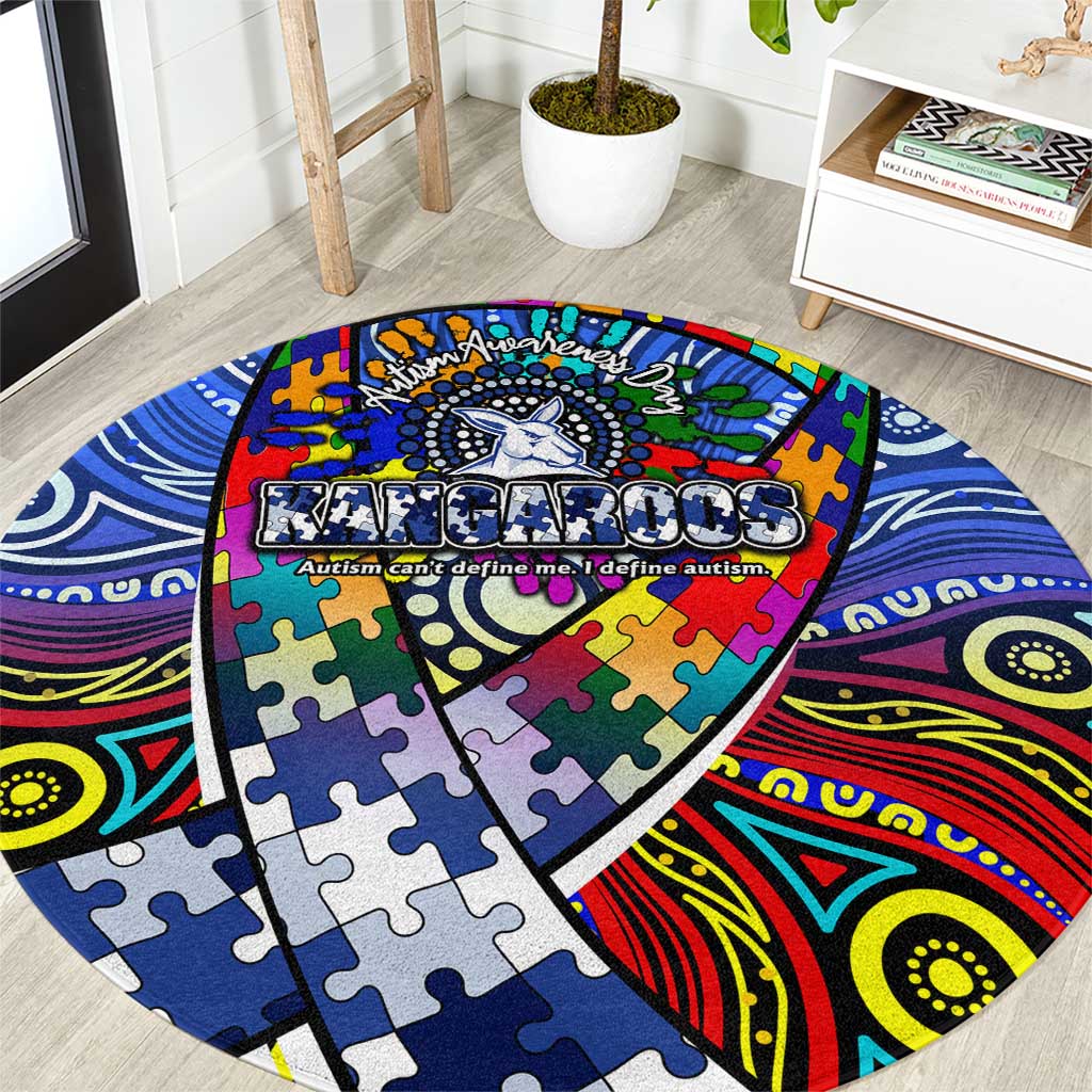 Autism Awareness Australia North Melbourne Kangaroos Round Carpet Aboriginal Indigenous Art