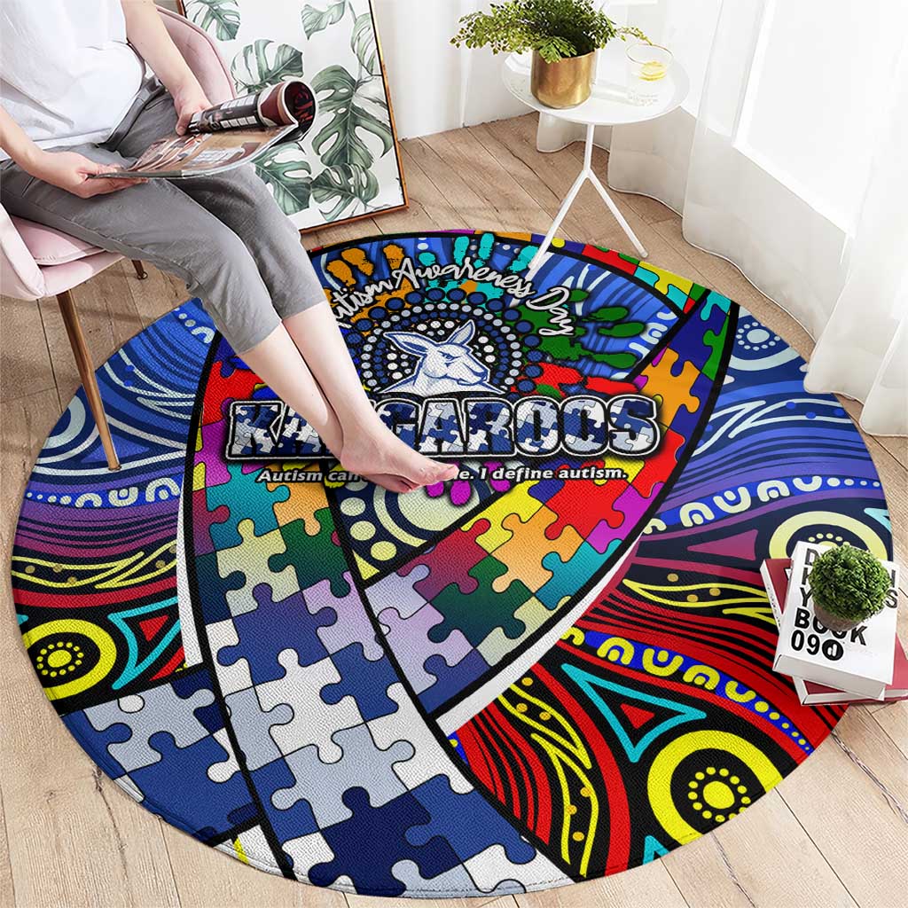 Autism Awareness Australia North Melbourne Kangaroos Round Carpet Aboriginal Indigenous Art