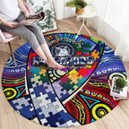 Autism Awareness Australia North Melbourne Kangaroos Round Carpet Aboriginal Indigenous Art