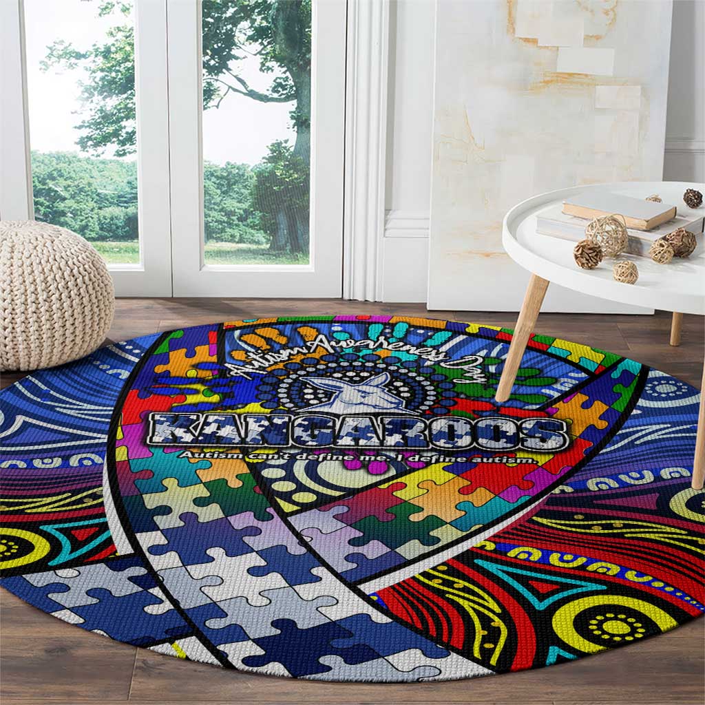 Autism Awareness Australia North Melbourne Kangaroos Round Carpet Aboriginal Indigenous Art