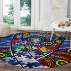 Autism Awareness Australia North Melbourne Kangaroos Round Carpet Aboriginal Indigenous Art