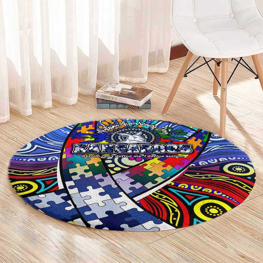 Autism Awareness Australia North Melbourne Kangaroos Round Carpet Aboriginal Indigenous Art