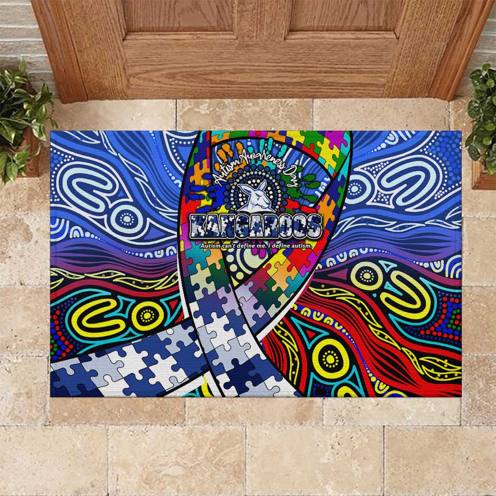 Autism Awareness Australia North Melbourne Kangaroos Rubber Doormat Aboriginal Indigenous Art