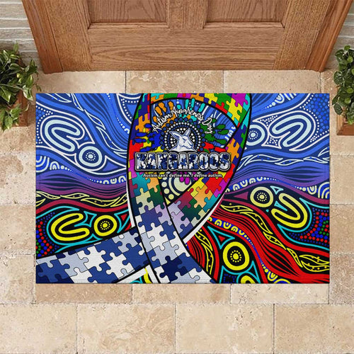 Autism Awareness Australia North Melbourne Kangaroos Rubber Doormat Aboriginal Indigenous Art