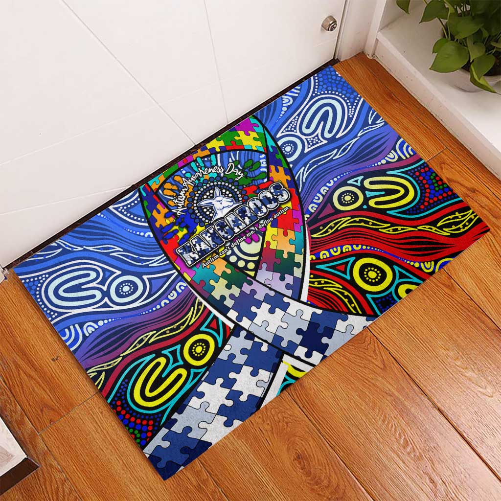 Autism Awareness Australia North Melbourne Kangaroos Rubber Doormat Aboriginal Indigenous Art