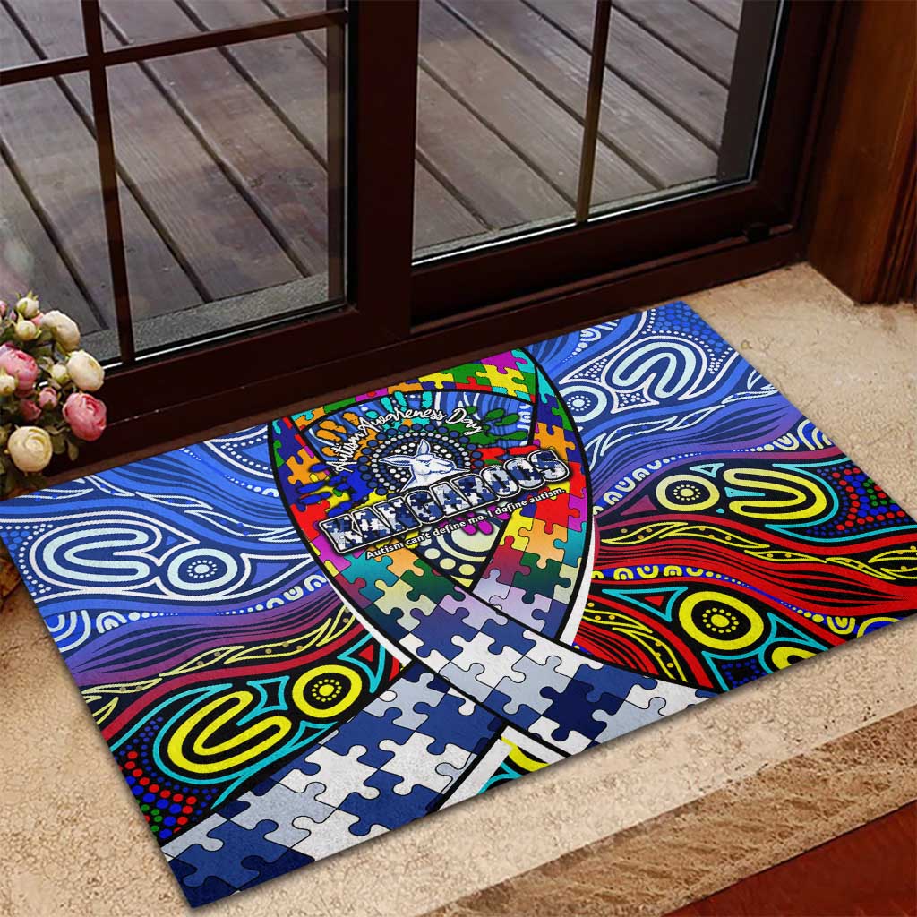 Autism Awareness Australia North Melbourne Kangaroos Rubber Doormat Aboriginal Indigenous Art