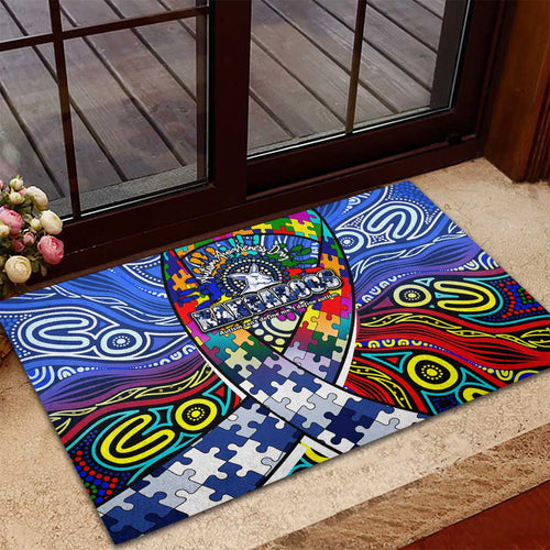 Autism Awareness Australia North Melbourne Kangaroos Rubber Doormat Aboriginal Indigenous Art
