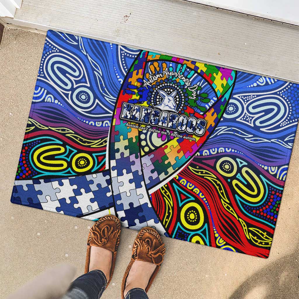 Autism Awareness Australia North Melbourne Kangaroos Rubber Doormat Aboriginal Indigenous Art
