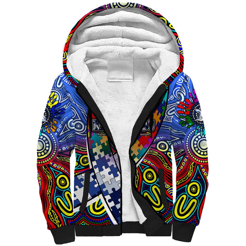 Autism Awareness Australia North Melbourne Kangaroos Sherpa Hoodie Aboriginal Indigenous Art