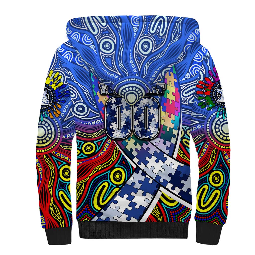 Autism Awareness Australia North Melbourne Kangaroos Sherpa Hoodie Aboriginal Indigenous Art