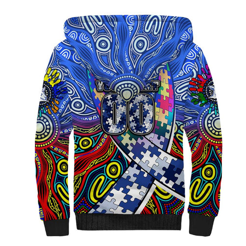 Autism Awareness Australia North Melbourne Kangaroos Sherpa Hoodie Aboriginal Indigenous Art