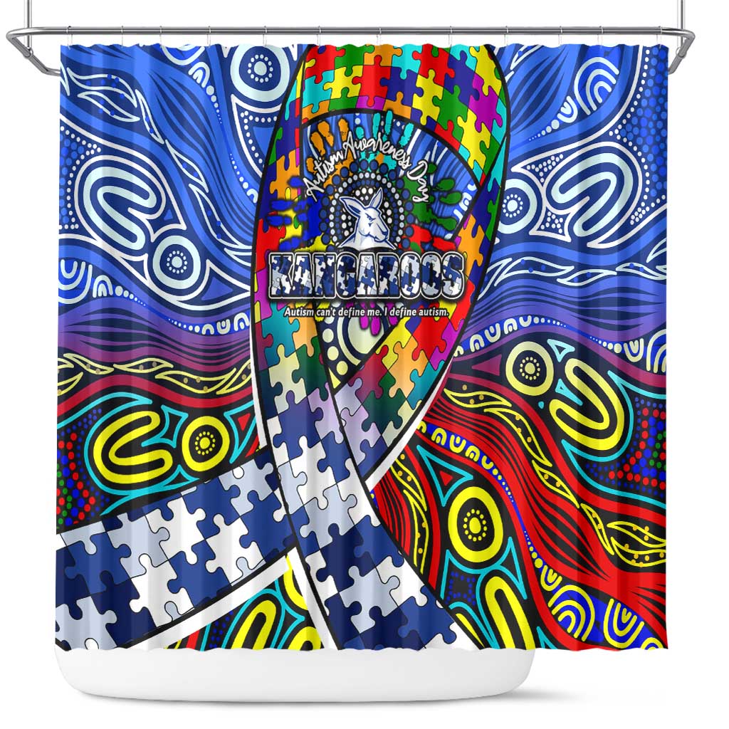 Autism Awareness Australia North Melbourne Kangaroos Shower Curtain Aboriginal Indigenous Art