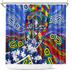 Autism Awareness Australia North Melbourne Kangaroos Shower Curtain Aboriginal Indigenous Art