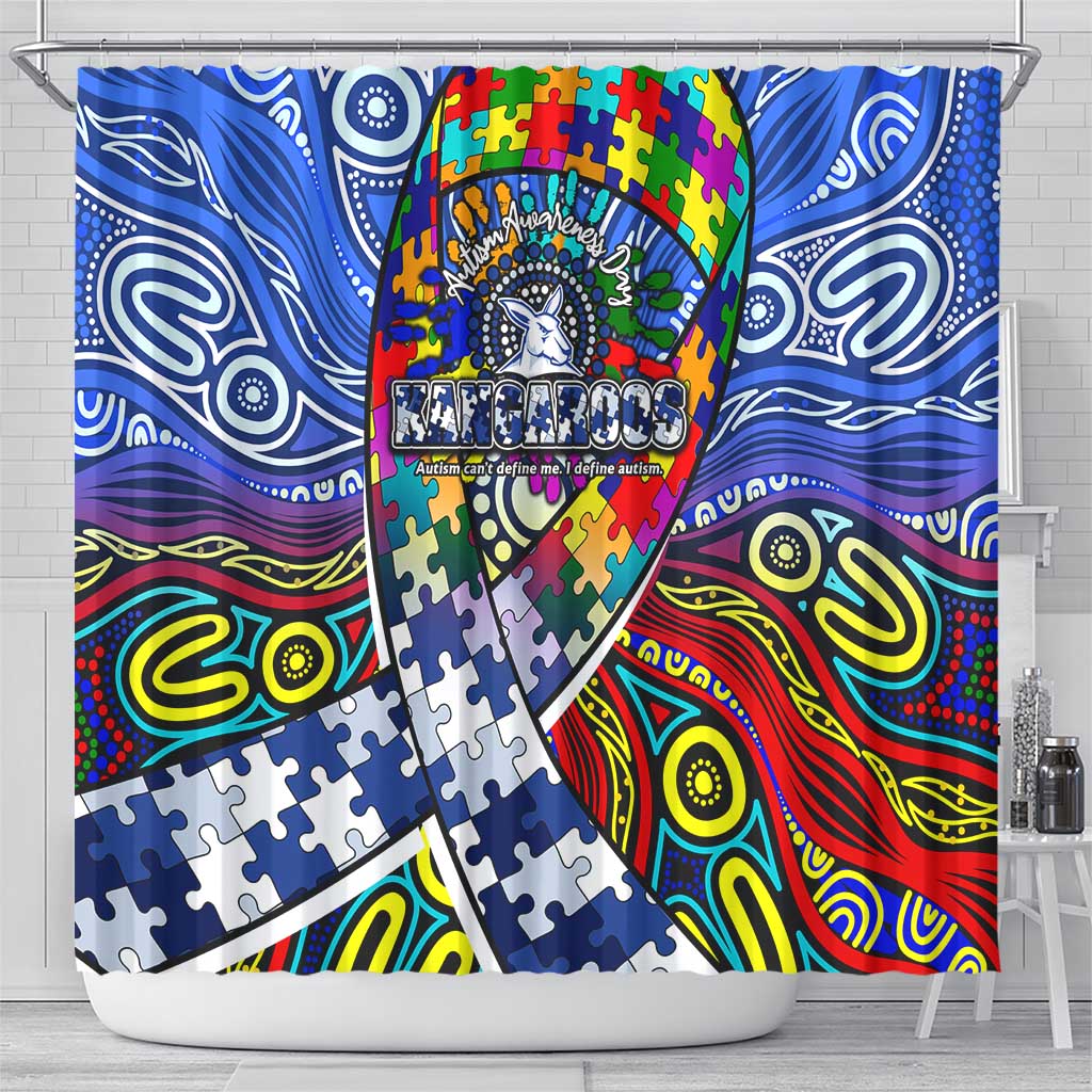 Autism Awareness Australia North Melbourne Kangaroos Shower Curtain Aboriginal Indigenous Art