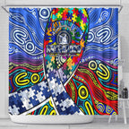Autism Awareness Australia North Melbourne Kangaroos Shower Curtain Aboriginal Indigenous Art
