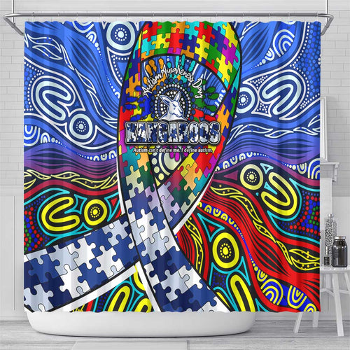 Autism Awareness Australia North Melbourne Kangaroos Shower Curtain Aboriginal Indigenous Art