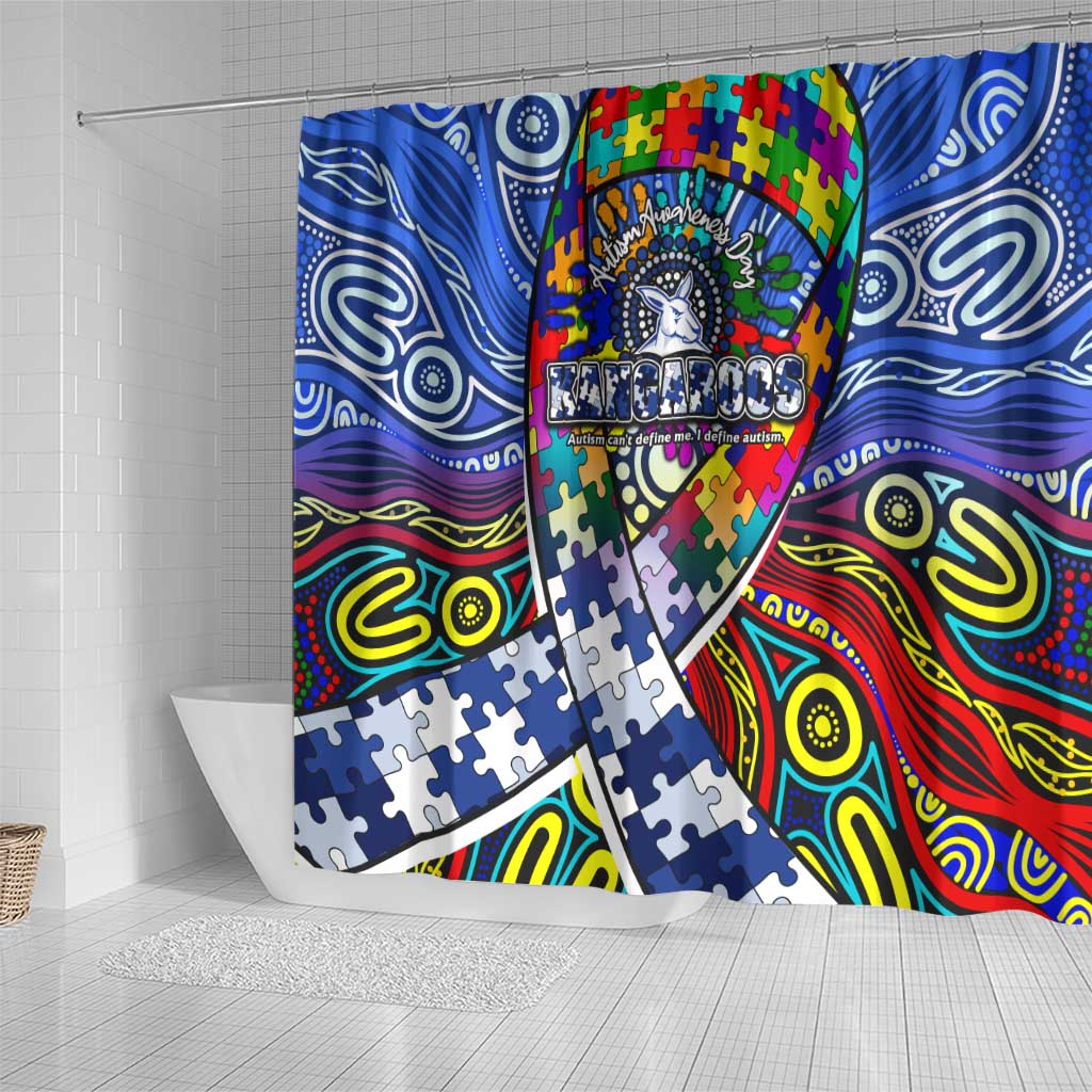 Autism Awareness Australia North Melbourne Kangaroos Shower Curtain Aboriginal Indigenous Art