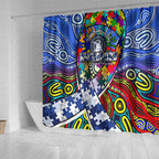 Autism Awareness Australia North Melbourne Kangaroos Shower Curtain Aboriginal Indigenous Art