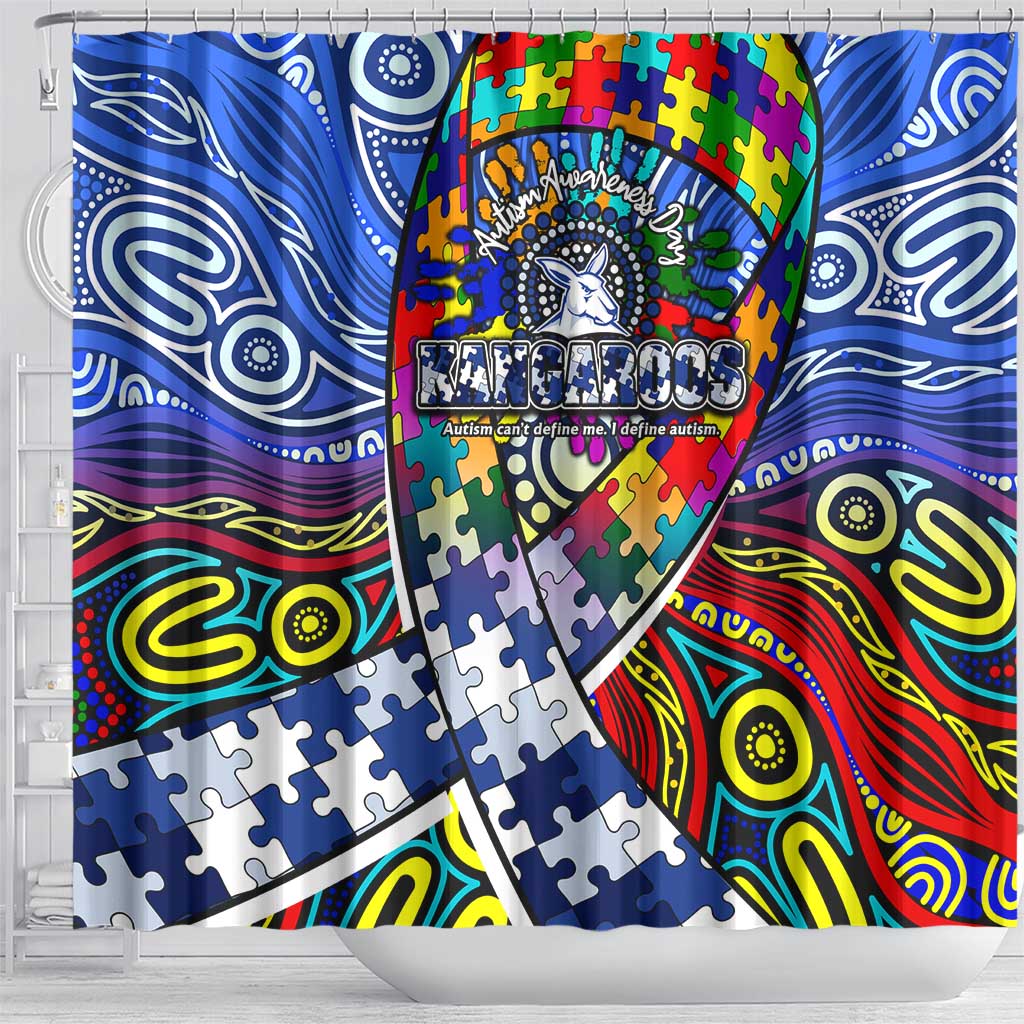 Autism Awareness Australia North Melbourne Kangaroos Shower Curtain Aboriginal Indigenous Art