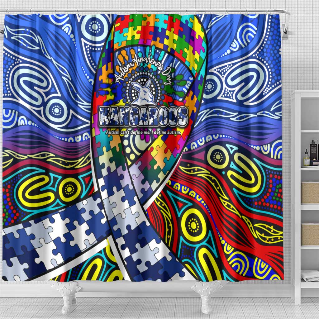 Autism Awareness Australia North Melbourne Kangaroos Shower Curtain Aboriginal Indigenous Art
