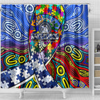 Autism Awareness Australia North Melbourne Kangaroos Shower Curtain Aboriginal Indigenous Art