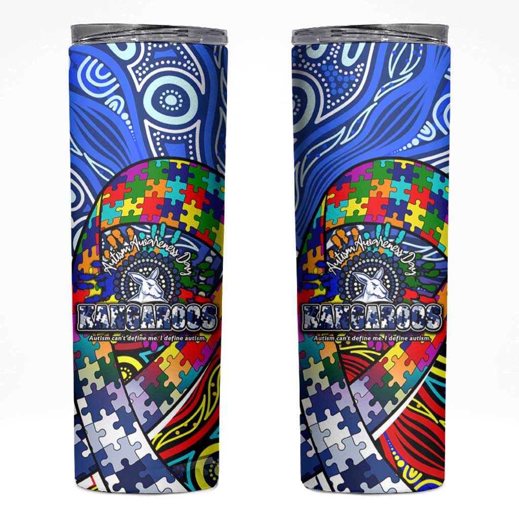 Autism Awareness Australia North Melbourne Kangaroos Skinny Tumbler Aboriginal Indigenous Art