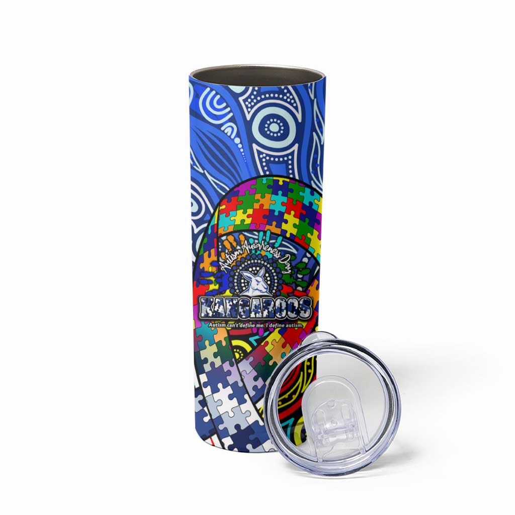 Autism Awareness Australia North Melbourne Kangaroos Skinny Tumbler Aboriginal Indigenous Art