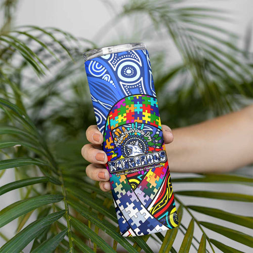 Autism Awareness Australia North Melbourne Kangaroos Skinny Tumbler Aboriginal Indigenous Art